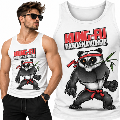 TANK TOP ŚMIESZNY  SPORTY WALKI PANDA NA KOKSIE